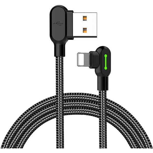 mcdodo LED 90 Grad M Ladekabel Winkel USB Kabel Nylon geflochten USB-Kabel, Standard-USB, Lightning (300 cm), Winkelstecker