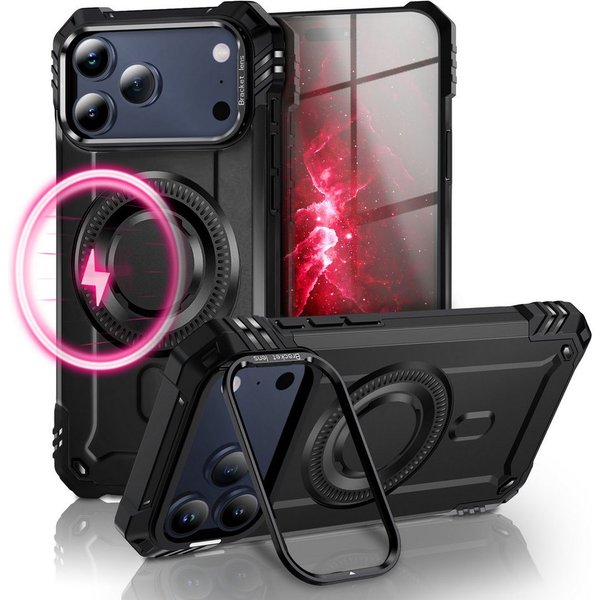 Nalia Smartphone-Hülle Apple iPhone 18 Pro Apple iPhone 17 Pro 16 cm (6,3 Zoll), MagSafe Hülle / Extrem Robust / Kickstand / Tactical Military Cover