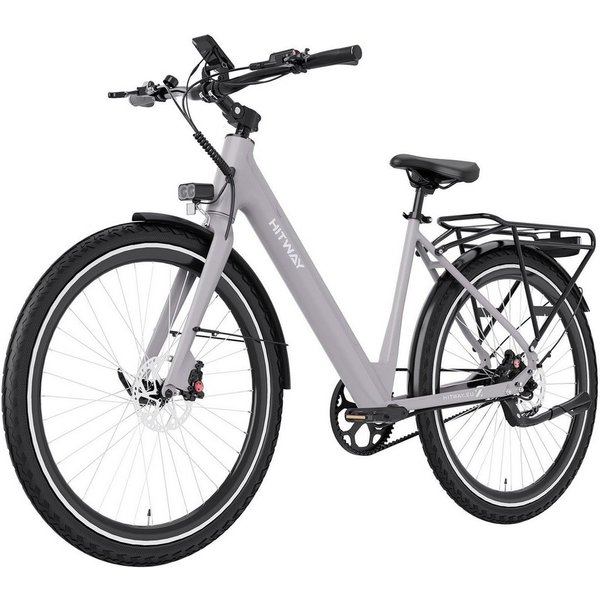 HITWAY E-Bike Cityrad Pedelec 700C Elektrofahrrad . bis zu 80km mit Diebstahlschutz-GPS, Kettenschaltung, Heckmotor, 374,4 Wh, StVZO E-Citybike, Pedelec mit Dre