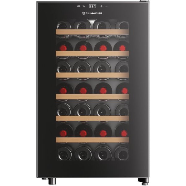 CLIMADIFF Weintemperierschrank CUVEE28, für 28 Standardflaschen á 0,75l,Ultra-Leise, sehr kompakt