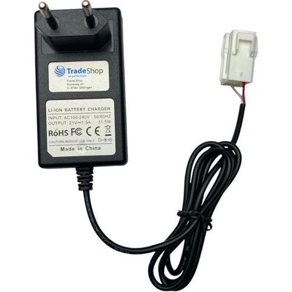 Trade-Shop Ladegerät 21V passend für Landxcape LX790 600M2, LX835, LX796, LX795 Netzteil (Geeignet für Li-Ion Akkus mit 20V / LED-Anzeige für den Ladezustand)