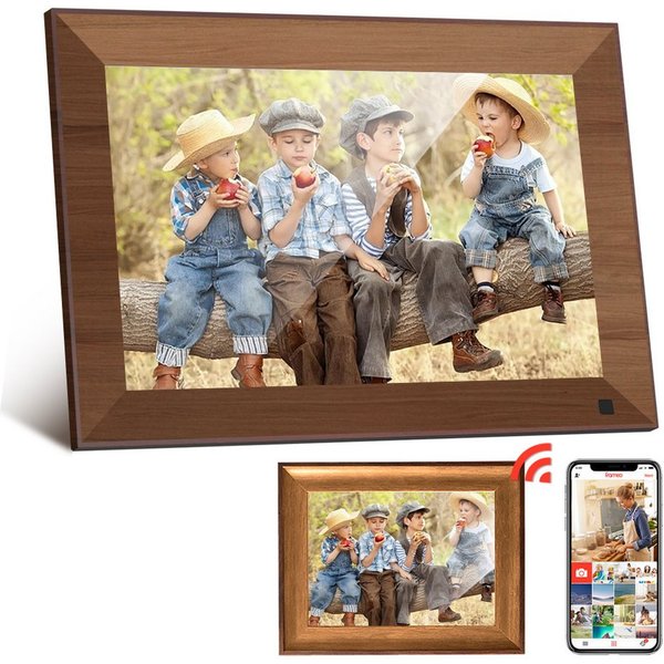 FANNOU Digitaler Fotorahmen 10.1" und Holzfotorahmen 6", Digitaler Bilderrahmen (25,40 cm/10,1 ", 1280 x 800 Pixel, 32 GB, Touchscreen WLAN mit Automatische Dre