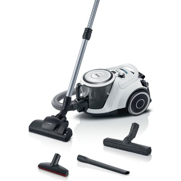 BOSCH Bodenstaubsauger Serie 6 BGC41XALL, ideal für Allergiker, Hygiene-Filter, 700 W, beutellos, 10 Jahre Motorgarantie, Hartbodendüse, XXL-Polsterdüse, leise,