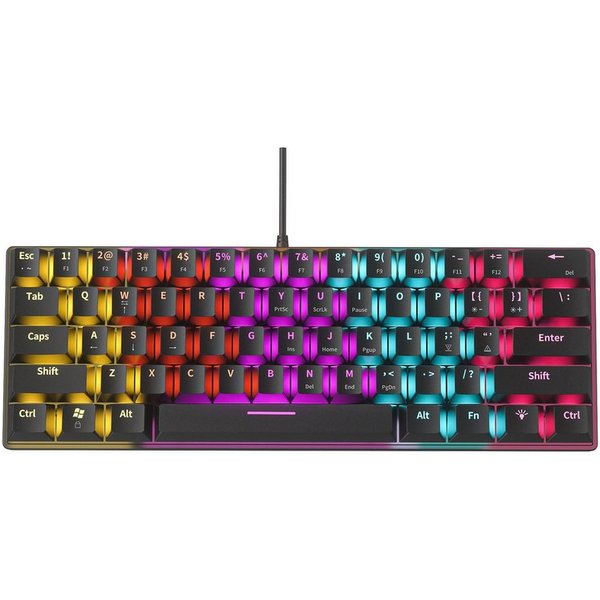 KINSI Mini-Tastatur,Mechanische Tastaturen,61 Tasten,12 Lichteffekte ergonomische Tastatur