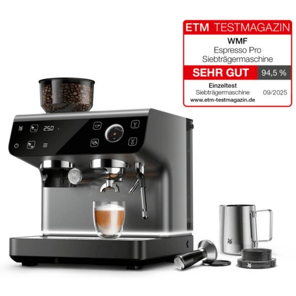 WMF Siebträgermaschine Espresso Pro, WMF Doppel-Thermoblock Technologie, Intuitives Touch-Display aus Glas