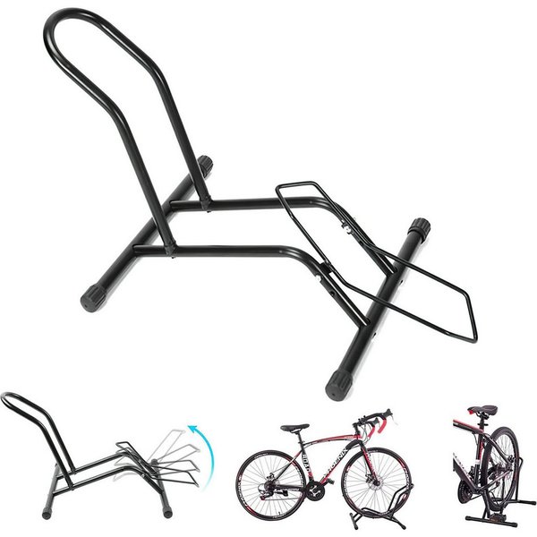 HEYHIPPO Fahrradständer Stabiler Fahrradständer aus Metall, tragbar mit rutschfesten Pads (Schwarzer Fahrradständer,44,5×37cm,tragbarer Ständer für Mountainbike