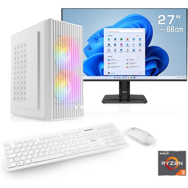 CSL Spectrum V25260W PC-Komplettsystem (27", AMD Ryzen 3 3200G, Intel® Graphics, 4 Xe Cores, 16 GB RAM, 1000 GB SSD)