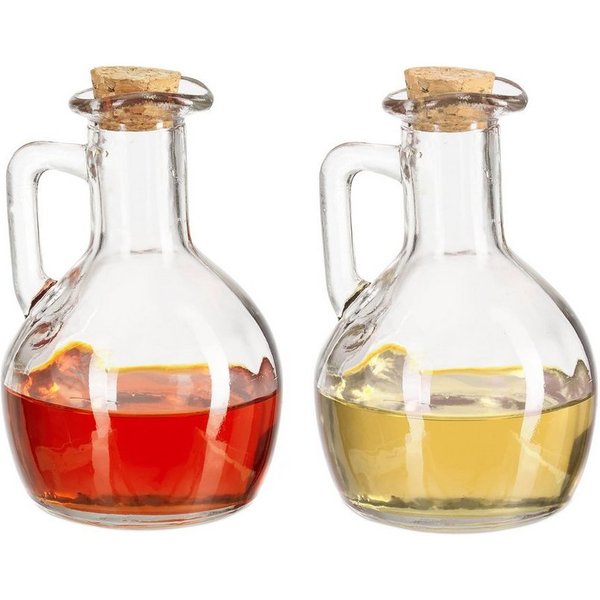 relaxdays Ölkanne Öl- & Essigkanne Glas 2er Set, 180 l, (2-St)