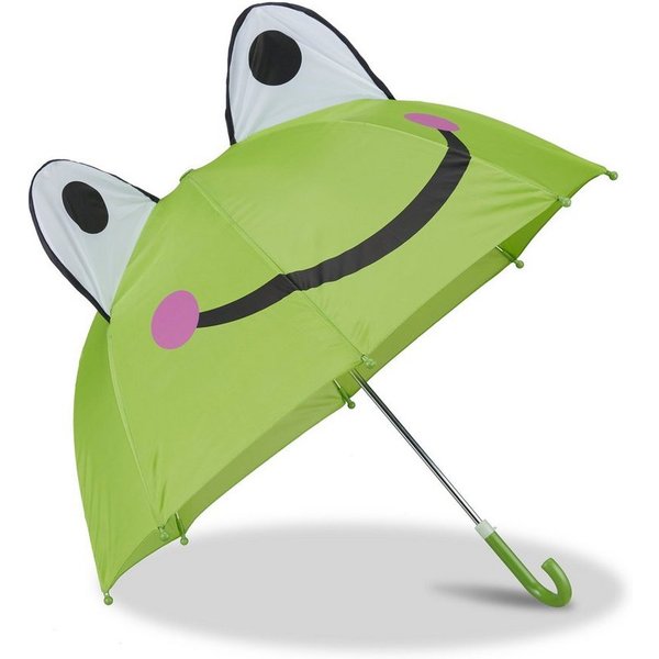relaxdays Kinderwagenschirm Kinderregenschirm mit 3D Motiv, Frosch