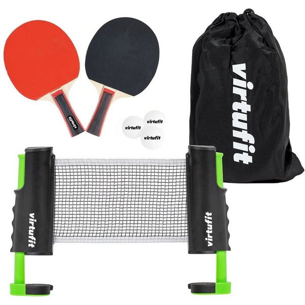 VirtuFit Tischtennisplatte VirtuFit Verstellbare Tischtennisnetz-Set mit 2 Schlägern und 3 Bällen