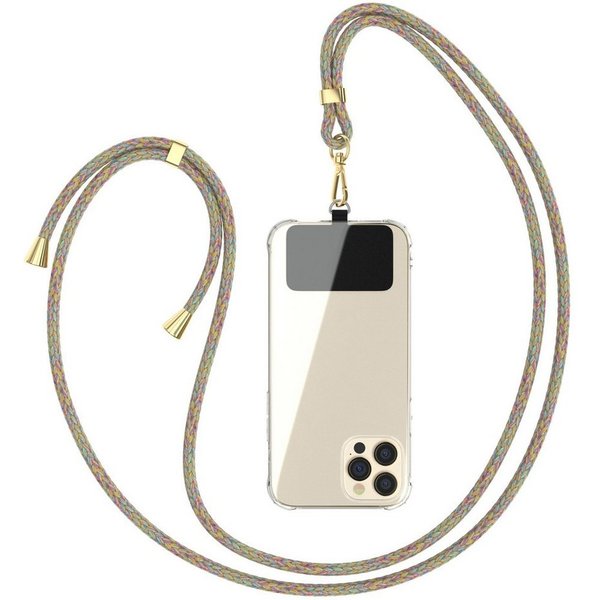 EAZY CASE Handykette Universal für jedes Smartphone zum Umhängen, Universales Handyband mit Carabiner wechselbare Kordel Bunt Clips Gold