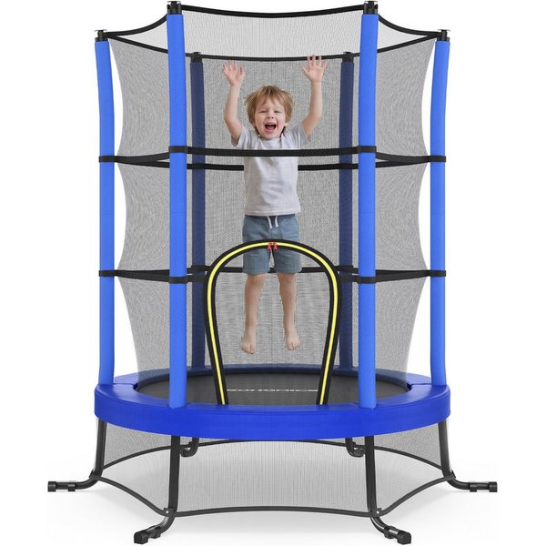 SONGMICS Kindertrampolin 174 cm Kindertrampolin mit Sicherheitsnetz, Randabdeckung, Stahlrahmen, Mini-Trampolin Fitness, Gartentrampolin, für indoor und outdoor