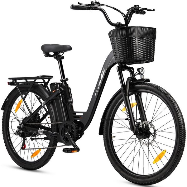 TTGO E-Bike Cityrad 26/28 Zoll, 80-120km, C2/C3, Elektrofahrrad für Damen und Herren, 7 Gang SHIMANO, Kettenschaltung, Heckmotor, 648 Wh, (5 Stufen, Pedelec, bi