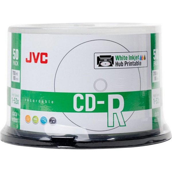 JVC CD-Rohling JVC50CP, Inkjet bedruckbar, 700 MB, 52x und 50er-Spindel
