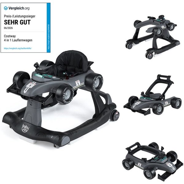 COSTWAY Lauflernhilfe 4 in 1 Lauflernwagen, mit Musik, Licht, ab 6 Monaten