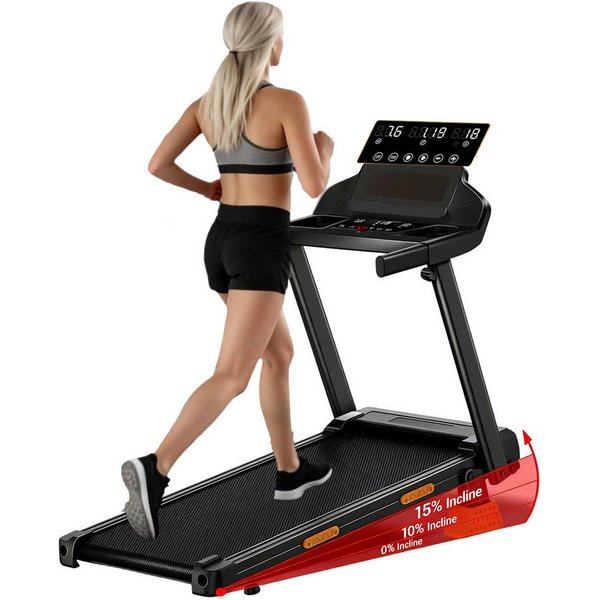 BAYMATE Laufband Für Zuhause Laufbänder (leiser Lauftrainer für Büro-Fitnessstudio, 3-in-1-Laufband mit 15 % Steigung, 180 kg Belastbarkeit, 12 km/h Laufgeschwi