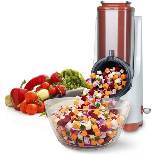 Genius Gemüseschneider Nicer Dicer Electro PRO Set 32-tlg., terracotta, Gemüseschneider, 80 W, Präzise und gleichmäßige Ergebnisse in Sekundenschnelle