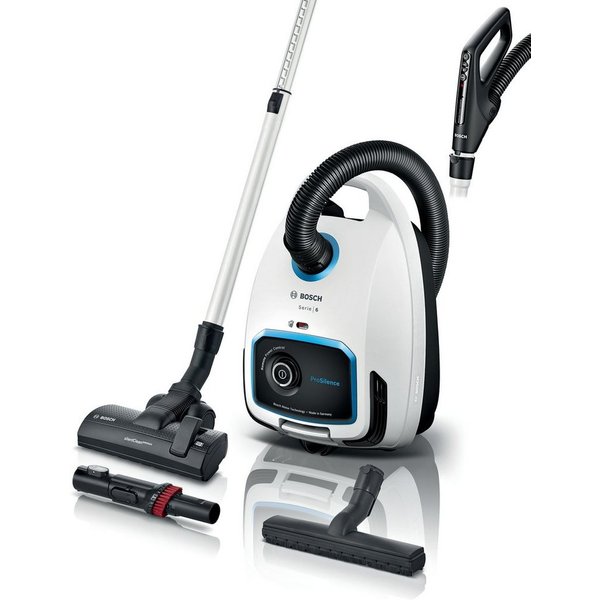 BOSCH Bodenstaubsauger Serie 6 ProSilence BGL6TSIL, Hygiene-Filter, 10 Jahre Motorgarantie, 700 W, mit Beutel, Leistungsregulierung am Handgriff, langes Kabel, 