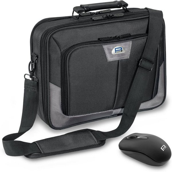PEDEA Laptoptasche PREMIUM Notebooktasche 13,3 / 15,6 / 17,3 Zoll mit Maus (Set, mit Funkmaus), stabiler Schutzrahmen, dicke Polsterung, wasserabweisende Materi