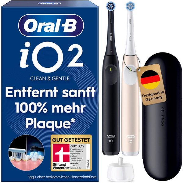 Oral-B Elektrische Zahnbürste iO Series 2, Aufsteckbürsten: 2 St., für die sanfte Reinigung, mit 2. Handstück