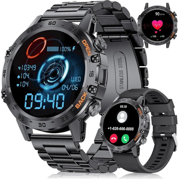 Zevelora Herren's IP68 Wasserdicht Fitnessuhr Telefonfunktion & Anruffunktion Smartwatch (1.39 Zoll, Android/iOS), mit Herzfrequenzmonitor Schlafmonitor 100+ Sp