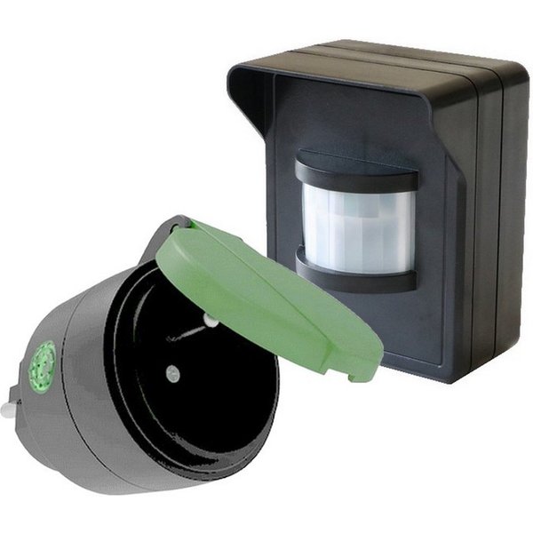 DIW-Funk Bewegungsmelder PD-543 DIW-FUNK Bewegungsmelder IP44 mit Outdoor-Funkstecker DOR-2300, (Funk-Bewegungsmelder IP44, DIW-44, Funk-Outdoorstecker IP44, DO