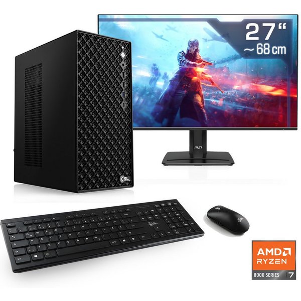 CSL Mystic V24167 PC-Komplettsystem (27", AMD Ryzen 7 8700F, GeForce RTX 5060, 32 GB RAM, 1000 GB SSD)