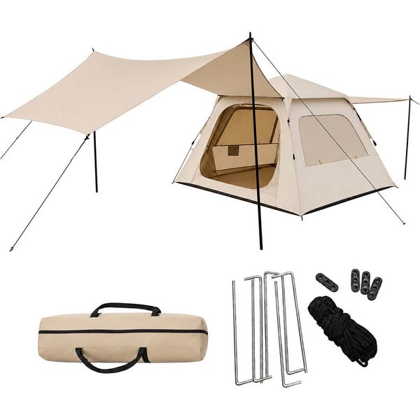 relaxdays Wurfzelt Campingzelt 3-4 Personen mit Vordach, Personen: 4 (1 tlg)
