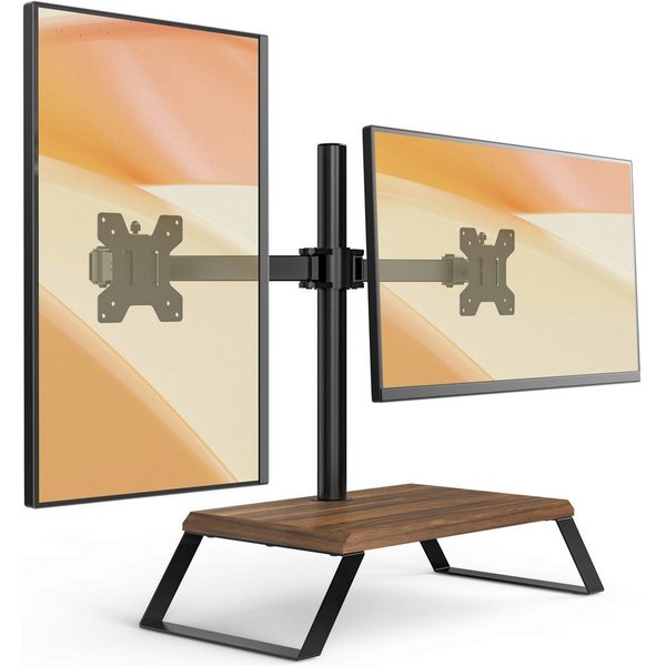 AOKCOS Monitorständer für 2 Monitore, ±40° neigbar, ±80° schwenkbar, 12-27 Zoll, (bis 27 Zoll, höhenverstellbar, 360° drehbar)