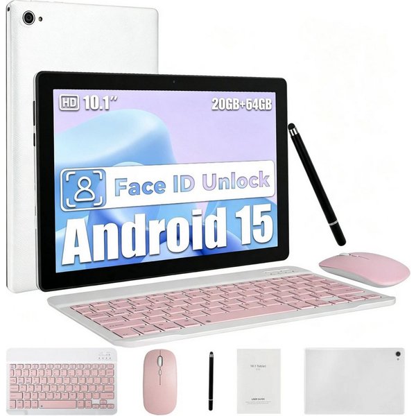 BUFO 10 Zoll Android, 3 GB RAM 64 GB Speicher, Dual-Kamera Tablet (10", 64 GB, Android 15, Dual-Kamera, 20(3+17)GB RAM, mit Tastatur/Maus/Stift)
