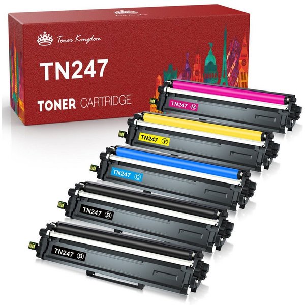 Toner Kingdom Tonerpatrone 5pk TN247 TN-243 Multipack, (für Brother MFC-L3710CW MFC-L3730CDN MFC-L3740CDN MFC-L3750CDW MFC-L3770CDW HL-L3210CW HL-L3230CDW), HL-