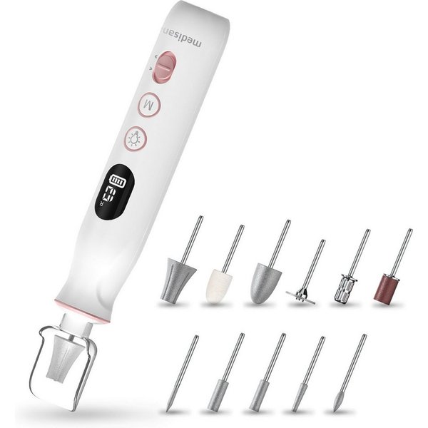 medisana Maniküre-Pediküre-Set MP 940, 10-tlg., 10 Aufsätze, für Nägel, Nagelhaut und Hornhaut, beleuchtet, aufladbar