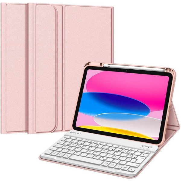 Fintie für iPad 11. Generation 11" 2025(A16), iPad 10. Generation 2022 10.9" Apple-Tastatur (Case mit Pencil Halter, magnetisch Abnehmbarer Tastatur(QWERTZ Layo