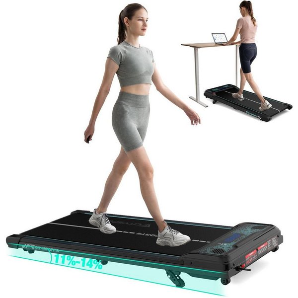 CITYSPORTS Laufband WP6 Walking Pad, 1–6 km/h, 440 W, 3-stufige Steigung bis 14 % (Mit toolkit,mit Schmiermittel), 120 kg, selbstzentrierender Laufgurt, LED-Dis