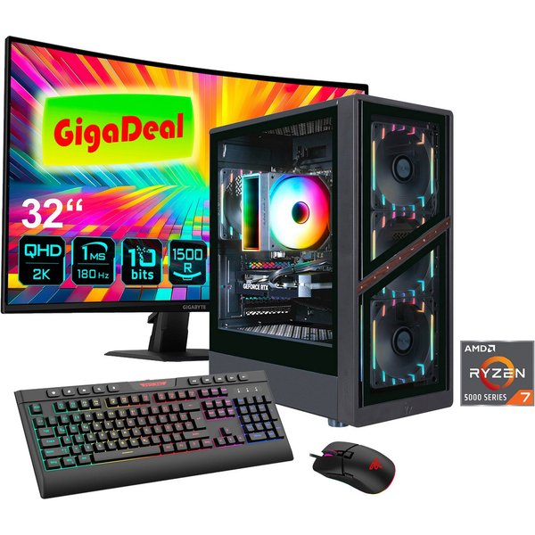 GAMEMAX GigaDeal AERIS GB 2805 AMD Ryzen 7 5700X 32GB 1TB SSD RTX 5070 Gaming-PC-Komplettsystem (32", AMD Ryzen 7 5700X, RTX 5070, 32 GB RAM, 1000 GB SSD, Windo