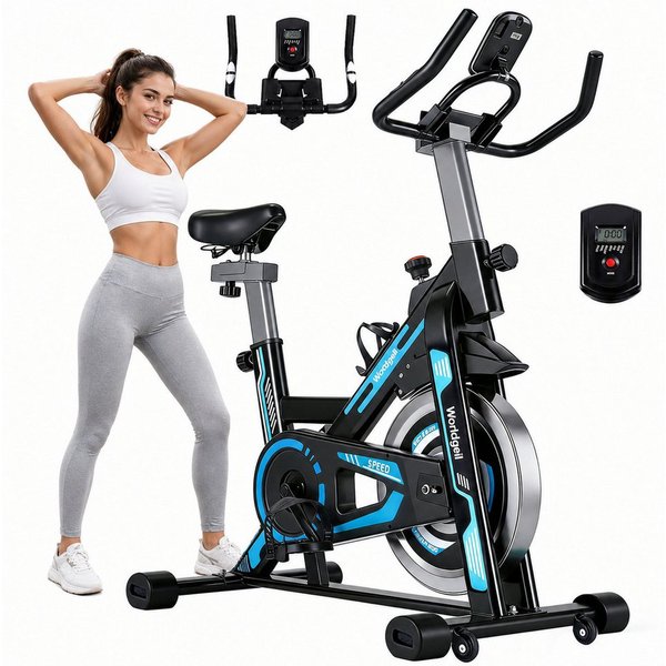 Nettlife Heimtrainer Fahrrad 150kg Magnetbremse LCD-Display verstellbarer Widerstand leises, Tablet-Halter&Einstellbarem Sitz Heimtrainer für CardioTraining