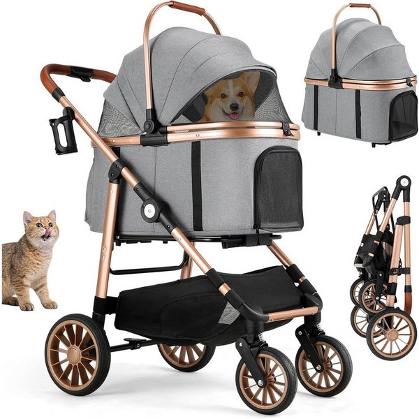 TLGREEN Hundebuggy 4-in-1 Großer Hundewagen, (Faltbar, 360° Gummiräder mit Schwingungsdämpfung), Katzenwagen