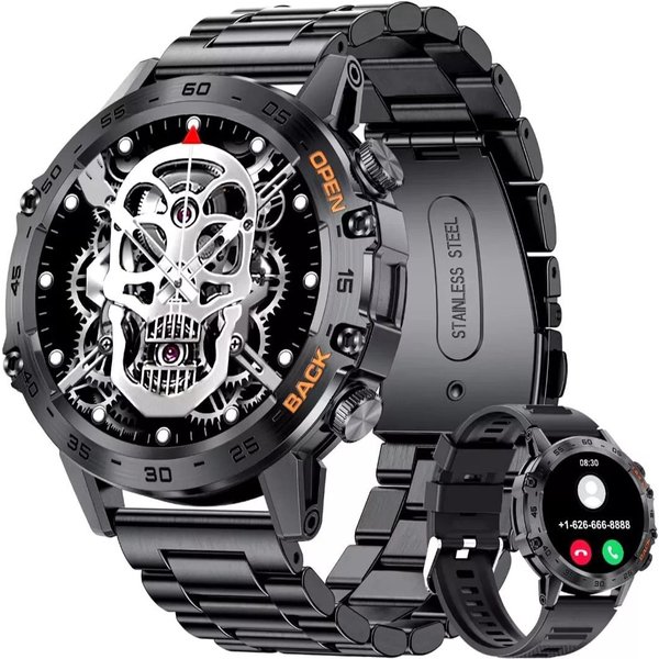 Lige Smartwatch Herren mit Telefonfunktion, 24/7 Herzfrequenz Smartwatch, IP68 Wasserdicht, bis zu 10 Tage Akkulaufzeit, 100+ Sportmodi