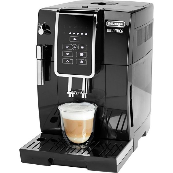 De'Longhi Kaffeevollautomat Dinamica ECAM358.15.B - Long Coffee Funktion für Filterkaffee, schwarz, Milchaufschäumdüse, 300 g Bohnenbehälter, automatische Reini