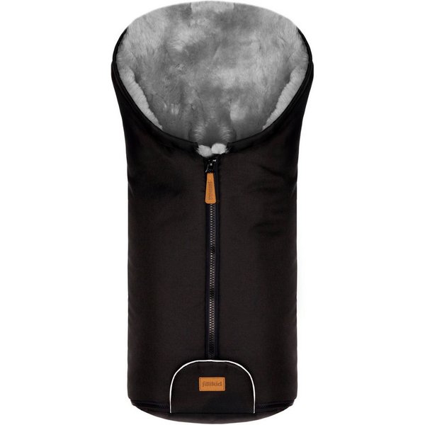 Fillikid Fußsack Pamir Alpina, schwarz, Lammfell grau, Winterfußsack, für Autositze Gr. 0 und Kinderwagen
