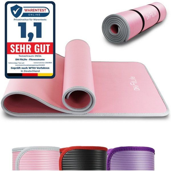 DH FitLife Fitnessmatte 183x61 cm, 10mm dicke Sportmatte, Yogamatte rutschfest (Gymnastikmatte gelenkschonend, Trainingsmatte & Bodenschutzmatte), für Home Work