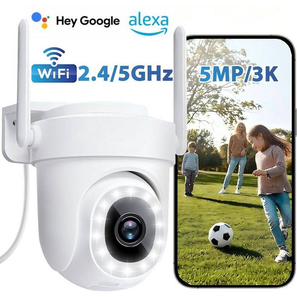 SWGOTA IP-Überwachungskamera 2026 NEW Überwachungskamera Aussen 5MP/3K,355°/90°Schwenkbar Kamera (2,4/5GHz Dualband,Outdoor WLAN Sicherheitskamera,Farbnachtsich