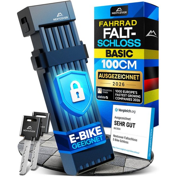 Nextcover Faltschloss NEXTCOVER® Faltschloss Fahrrad mit SteelSecure-Technologie