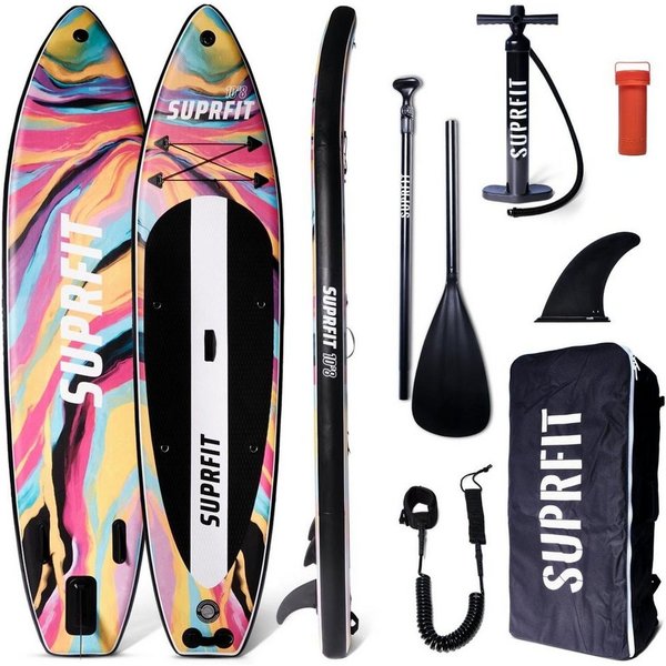 SF SUPRFIT SUP-Board Stand-Up-Paddling Board Aquarell, als aufblasbares Komplett-Set, Stand Up Paddle Board mit doppelter PVC Schichtung, Optimal ab 60 kg, max 