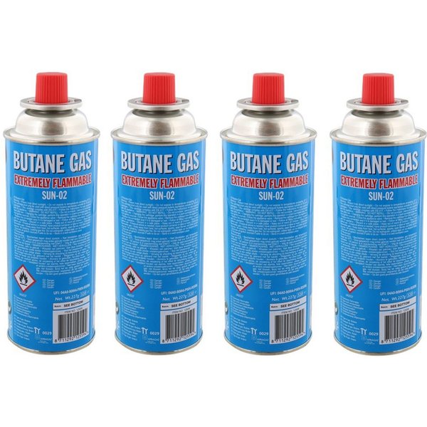 Spectrum Gaskartusche 4 x Gasflasche Butangas zum Nachfüllen 227 g Campinggas