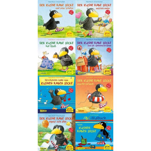 Pixi-8er-Set 193: Der kleine Rabe Socke mit Stickern (8x1 Exemplar) / Nele Moost