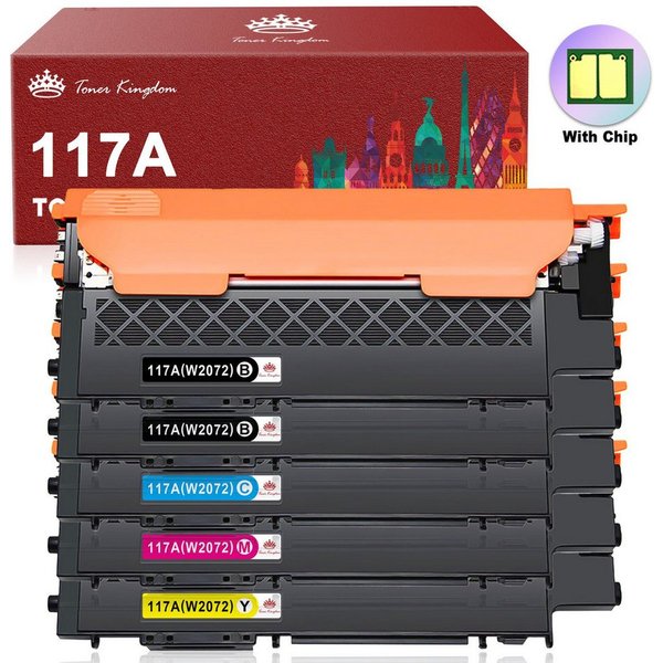 Toner Kingdom Tonerkartusche 4/5 er Ersatz für HP 117A W2070A, Color Laser MFP178nwg 179fwg 150a