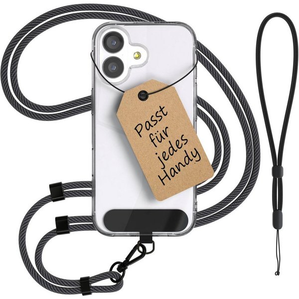 EAZY CASE Handykette Universal Handykette für alle Modelle zum Umhängen, Universal Handykette mit abnehmbaren Band mit Karabiner Grau