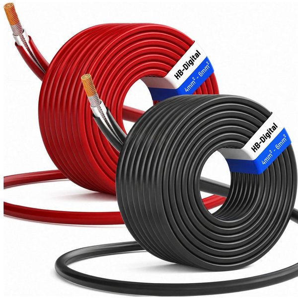 HB-DIGITAL Solarkabel 6mm2 Solarleitung H1Z2Z2-K Photovoltaik PV Kabel Solarkabel, Solarstecker, (5000 cm), TÜV Rheinland zertifizierte PV Kabel