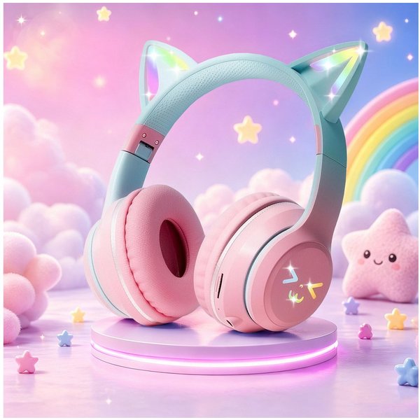 FOSMET Bluetooth Kopfhörer Kinder mit LED-Leuchten 60dBA Lautstärkebegrenzung Over-Ear-Kopfhörer (10 Stunden Spielzeit, Stereo-Sound, Kinderkopfhörer für Tablet